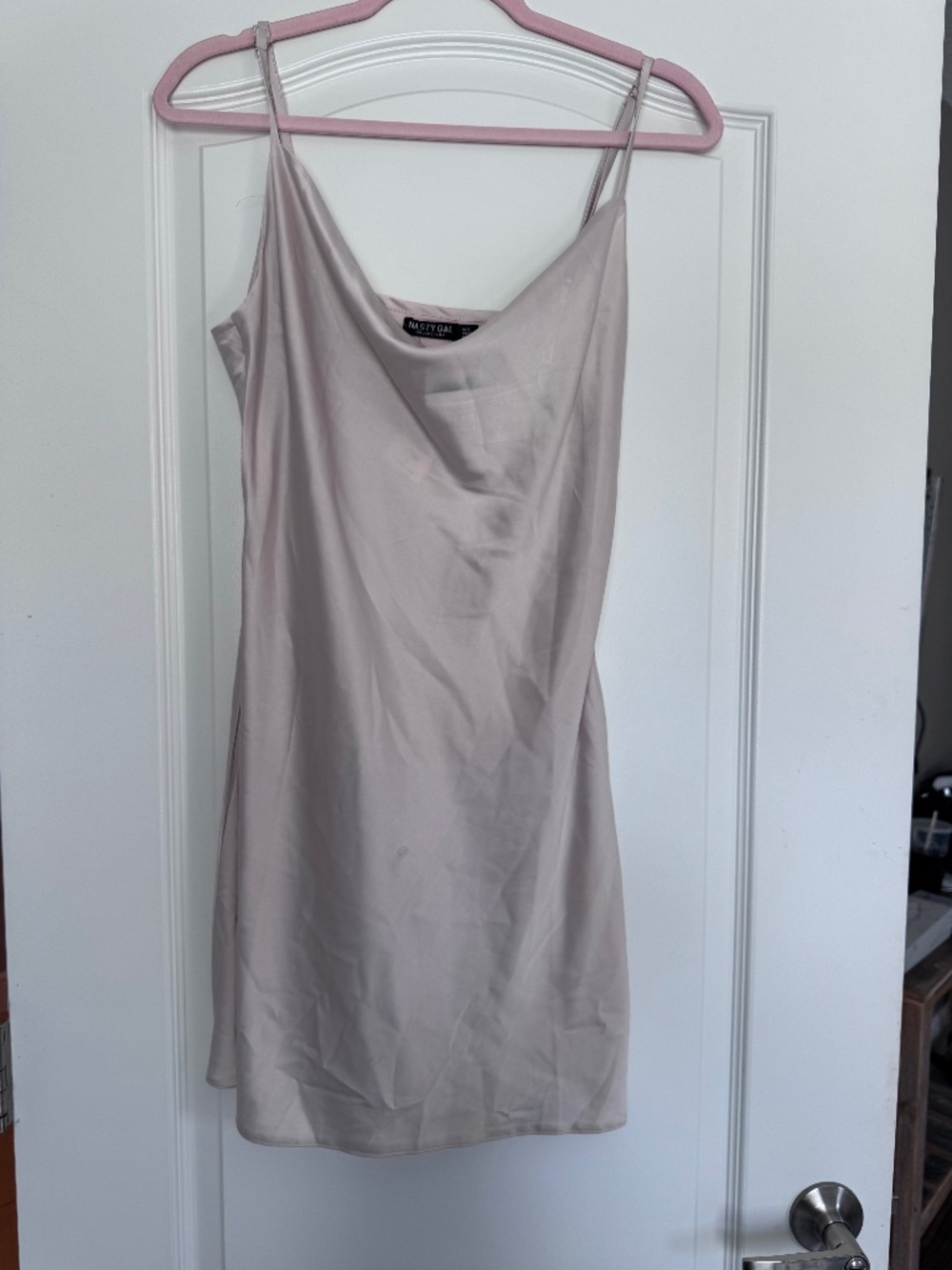 Nasty Gal Collection Satin Cowl Neck Mini Slip Dress Size 8